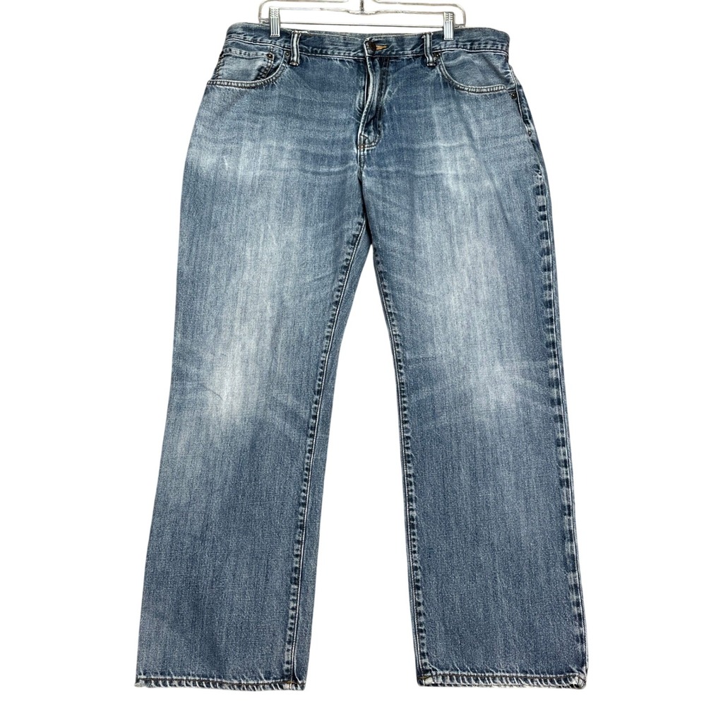 Gap Standard Fit Jeans Mens 38x32 Light Wash Faded Straight Leg 5 Pocket Denim